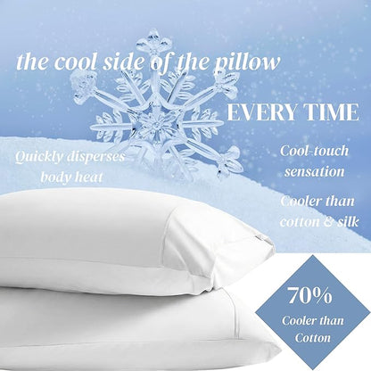 Beckham Hotel Collection Cooling Pillowcases for Hot Sleepers, Standard/Queen, Cool Touch Pillow Cases, White (4 Pieces)
