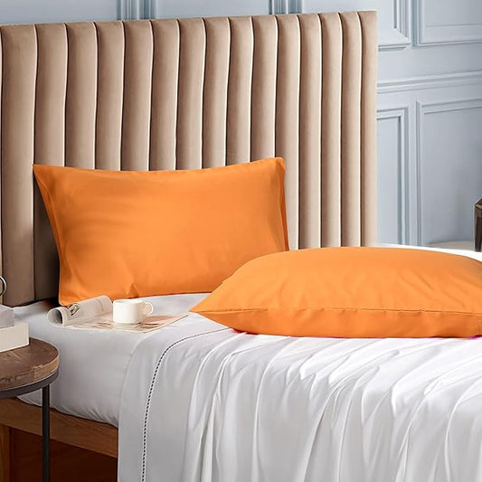 Evolive Ultra Soft Brushed Microfiber Standard Size 20"x30" Pillowcases Pair Set of 2 with Envelope Closure (20"x30" Standard, Orange)