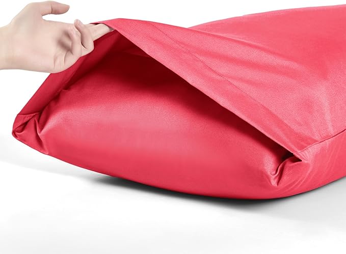 MILVOWOC 2Pcs Brushed Microfiber King Pillowcases - 20 x 36 Inch, Hot Pink Pillow Case Set Non Slip Envelope Pillow Cover with Moisture Absorption and Anti-Wrinkle