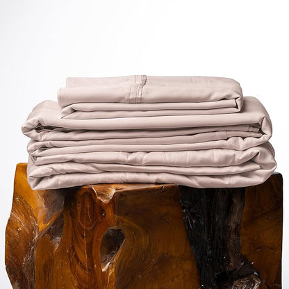 Olive + Crate Tencel Lyocell Eucalyptus Twin XL Sheets - Extra Long Sheet Set - Cooling Tencel Sheets for Hot Sleepers with 16 Inch Deep Pocket Fit - Barely Pink 3-Piece Set