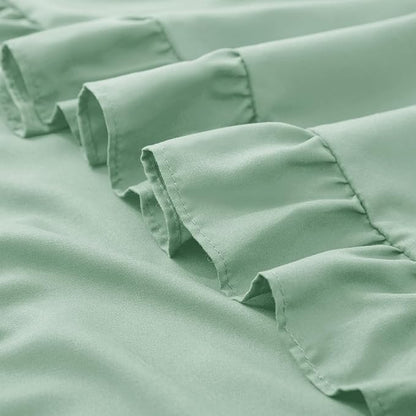 KKJIAF Ruffle Pillow Cases Queen Size Set of 2, Ruffled Pillow Covers with Envelope Closure, Wrinkle Resistant Pillowcases 20" x 30", Sage Green
