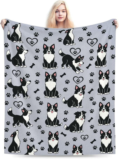 Border Collie Blanket Super Soft Warm Fluffy Fleece Flannel Dog Throw Blanket Cozy Fuzzy Plush Stuff Bedding Blankets Gifts for Women Kids Boys Girls Adults 60"X50"