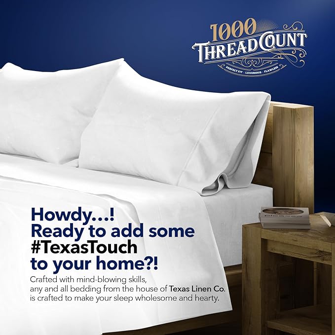 TEXAS LINEN CO. 100% Egyptian Cotton Standard/Queen Size Pillow Cases Set of 2-1000 Thread Count Pillow Cover - Breathable & Cooling Deep Blue Pillowcases Set of 2 for Standard/Queen Pillows
