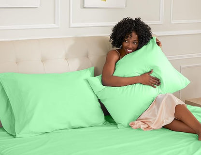 Sunflower King Pillowcases Set of 2, 100% Cotton King Size Pillow Cases 2, 20×40 inches Green Ash, Soft and Breathable