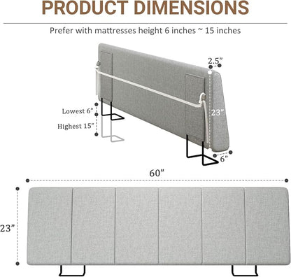 Queen Size Headboard Only-No Assembly Required, Light Gray | Easy to use no assembly required, Linen fabric and extra-thick foam for added comfort, Modern style headboard queen size