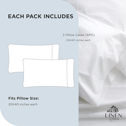 Linen Home 100% Cotton Percale Pillowcases King Size, Blue Duck Egg, 2 Pieces of Pillow Case, Crisp and Cool Strong Bed Linen, 20 inches X 40 inches