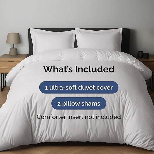 Duvet Cover King Size Set - Extra Soft King Duvet Cover 104" x 90" with 2 Pillow Shams - Hotel Luxury, Easy Care & Fade Free w/ Zipper Closures & Ties - All Season, Comfy & Breathable (French Grey)