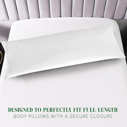 Elegant Comfort Luxury Ultra-Soft 1-Piece Body Pillowcase - 1500 Premium Hotel Quality Microfiber Double Brushed - Wrinkle Resistant, Body Pillowcase Size, White