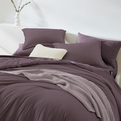 WRENSONGE Full Size Comforter Set- 7 Pieces Artic Plum Bed in a Bag Full Size Comforter with Fitted Sheet, Flat Sheet, 2 Pillow Shams, 2 Pillowcases, Warm Bedding Sets for All Season