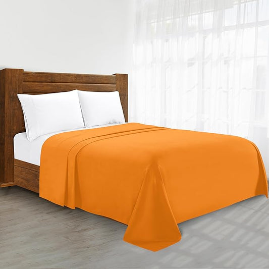 Luxury Flat Sheet on Amazon Elegant Comfort Wrinkle-Free 1500 Premier Hotel Quality 1-Piece Flat Sheet, California King Size, Vibrant Orange