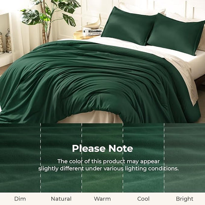 Litanika Comforters Emerald Green Oversized King Size, 3 Pieces Lightweight Solid Bedding Comforter Set, All Season Fluffy Bed Set (120x98In Comforter & 2 Pillowcases)