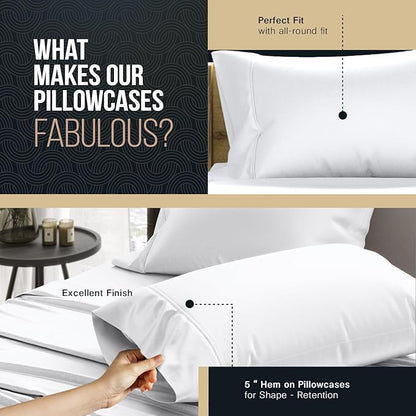 Texas Linen Co. 100% Egyptian Cotton Pillow Cases King Size Set of 2 - Luxury 1500 Thread Count Sateen Weave Dark Grey Stripe Pillow Cases, 5 Star Hotel-Quality Pillowcases, Fits King Size Pillows