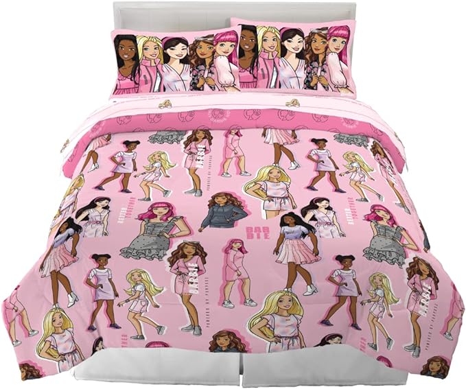Franco Barbie Barbicore Bedding Super Soft Comforter and Sheet Set with Sham, 7 Piece Queen Size, (Official Licensed Product)