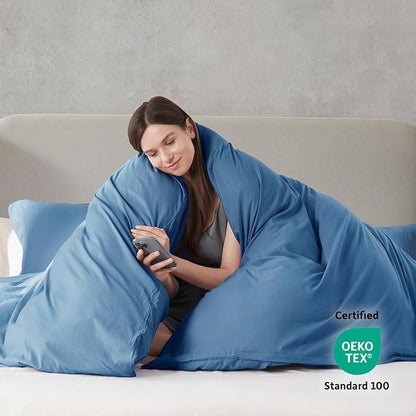 Nestl Twin Duvet Cover Set - Soft Prewashed Blue Heaven Duvet Cover Twin/Twin XL, 2 Piece, with Zipper Closure, 1 Duvet Cover 68x90 inches and 1 Pillow Sham