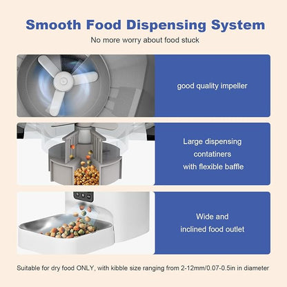 Automatic Cat Feeder, 4L Cat Food Dispenser with 10s Voice Recorder, Pet Feeder up to 8 Meals per Day, Timed Dog Feeder with Dry Food Sealed Ring