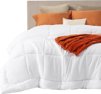 Bedsure Comforter Duvet Insert - Quilted Comforters Cal King Size, All Season Duvet, GentleSoft Down Alternative Bedding Blanket, with 8 Tabs, Gifts for Women/Men, White, California King 96X102 Inches