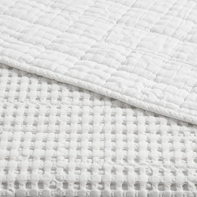 Levtex Home Mills Waffle King/Cal King Quilt Set (106x92in) with 2 Pillow Shams (36x20in) - Bright White - 100% Cotton King Size Quilt Bedding Set - Lightweight, Soft, Pre-Washed