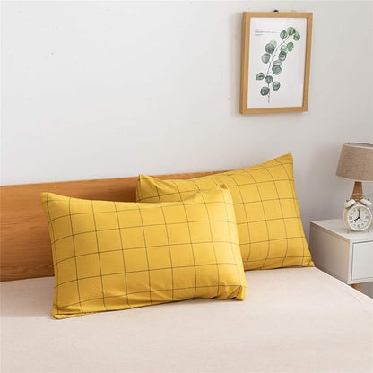 JELLYMONI 100% Natural Cotton 3pcs Plaid Duvet Cover Sets, Checkered Queen Comforter Cover, 1 Duvet Cover and 2 Pillow Shams with Zipper Closure & Corner Ties