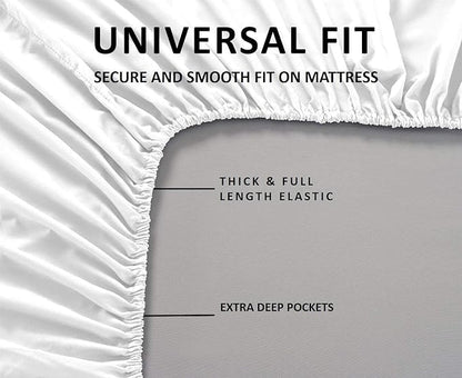 Mattress-Homes Extra Deep Pocket 6 Piece Cal-King Sheet Set, Hotel Luxury Collection, 100% Egyptian Cotton, 21" Deep Fitted Sheet, Soft, Cool & Breathable Bedding with 4 Pillowcases in White Solid