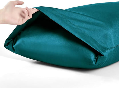 MILVOWOC 2Pcs Brushed Microfiber Queen Pillowcases - 20 x 30 Inch, Teal Pillow Case Set Non Slip Envelope Pillow Cover with Moisture Absorption and Anti-Wrinkle