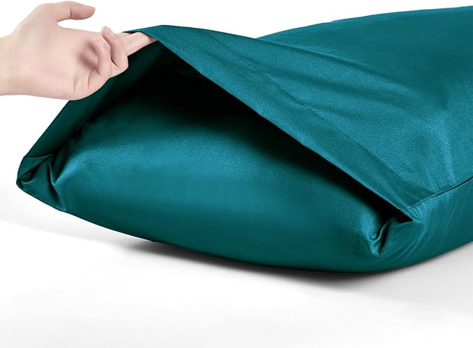 MILVOWOC 2Pcs Brushed Microfiber Standard Pillowcases - 20 x 26 Inch, Teal Pillow Case Set Non Slip Envelope Pillow Cover with Moisture Absorption and Anti-Wrinkle