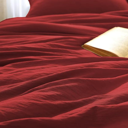 WRENSONGE King Size Comforter Set - 3 Pieces Bright Red Comforter Prewashed Soft Lightweight for All Seasons,Fluffy Down Alternative Comforter King Size with 2 Pillow Shams