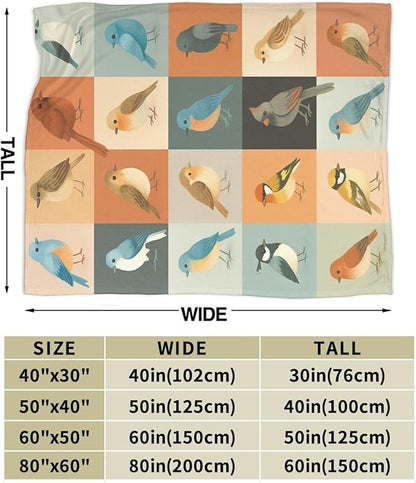 Bird Blanket Super Soft Warm Fluffy Fleece Flannel Sparrow Cardinal Throw Blanket Cozy Fuzzy Plush Stuff Bedding Blankets Gifts for Women Kids Boys Girls Adults 50"X40"