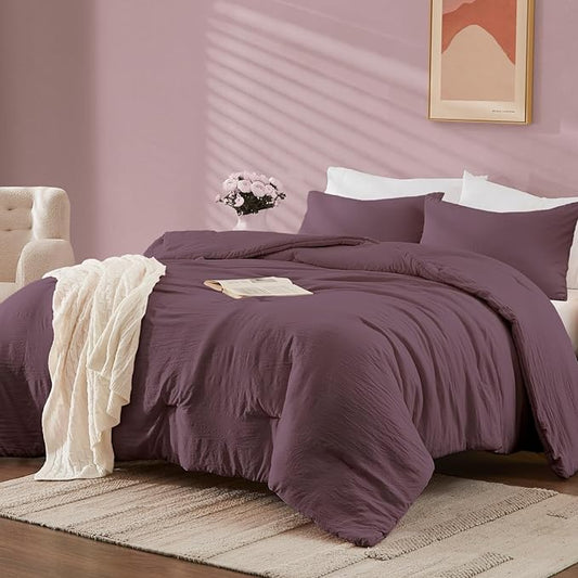 WRENSONGE Twin/Twin XL Comforter Set - 2 Pieces Deep Purple Comforter Prewashed Soft Lightweight for All Seasons,Fluffy Down Alternative Twin XL Comforter with 1 Pillow Sham