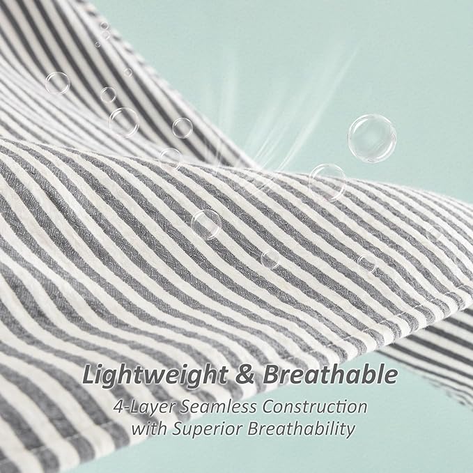 EMME Cotton Muslin Twin Blanket Breathable Gauze Soft Lightweight Adults Gifts for Women (Striped Grey, 60"x80")