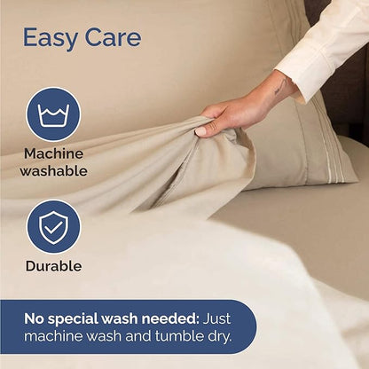 Bulk Case Pack of 16 Sheet Sets - (16) Complete Sheet Sets - Bulk Full Bedding - Wholesale Case Pack for Hotels, Spa & Airbnbs - Deep Pocket, Fade & Wrinkle Free - Cooling & Breathable - Full, Cream