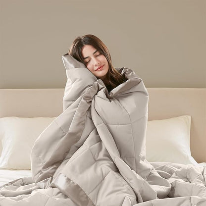 Madison Park Windom Down Alternative Blanket, Premium 3M Scotchgard Moisture Wicking Treatment, Lightweight and Soft Bed Cover For All Season, Satin Trim, Grey King