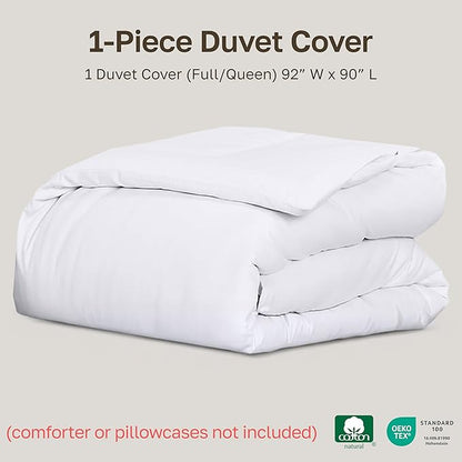 California Design Den Duvet Cover Queen Size/Full Size -Winner Good Housekeeping Best Bedding Awards 2025, 400 Thread Count Sateen, 100% Cotton Bedding Duvet Covers,Button Closure & Corner Ties -White