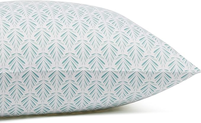 Amazon Basics Lightweight Breathable Brushed Microfiber 4-Piece Bed Sheet Set with 14-Inch Deep Pockets, Wrinkle Resistant, Queen, Aqua Fern, Printed