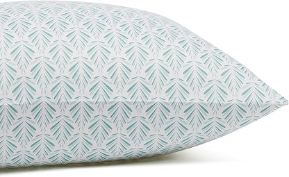 Amazon Basics Lightweight Breathable Brushed Microfiber 4-Piece Bed Sheet Set with 14-Inch Deep Pockets, Wrinkle Resistant, Queen, Aqua Fern, Printed