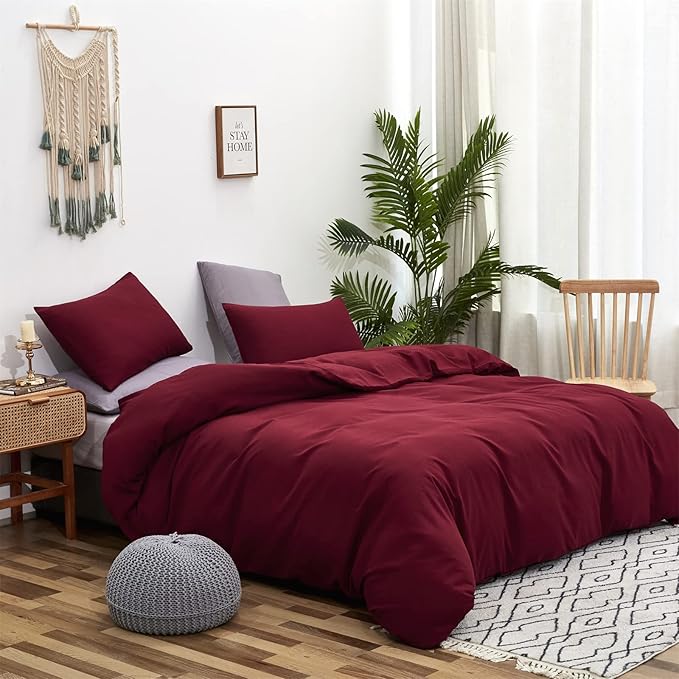 Luxlovery Burgundy Comforter Set Queen Dark Red Bedding Set Women Claret Wine Red Crimson Burgundy Blanket Quilts 3 Piece Claret Bedding Comforter Set