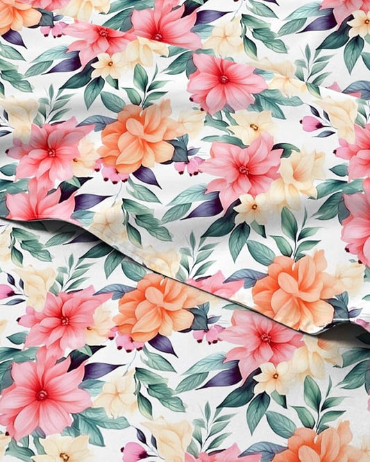 Floral Sheets - Flower Print Bed Sheet Set - 1 Flat, 1 Fitted & 1 Pillowcase w/ Deep Pockets - Comfy, Cozy, Wrinkle & Fade Free - Boho Botanical Bedding - Soft, Breathable & Cooling - Twin XL Size Set