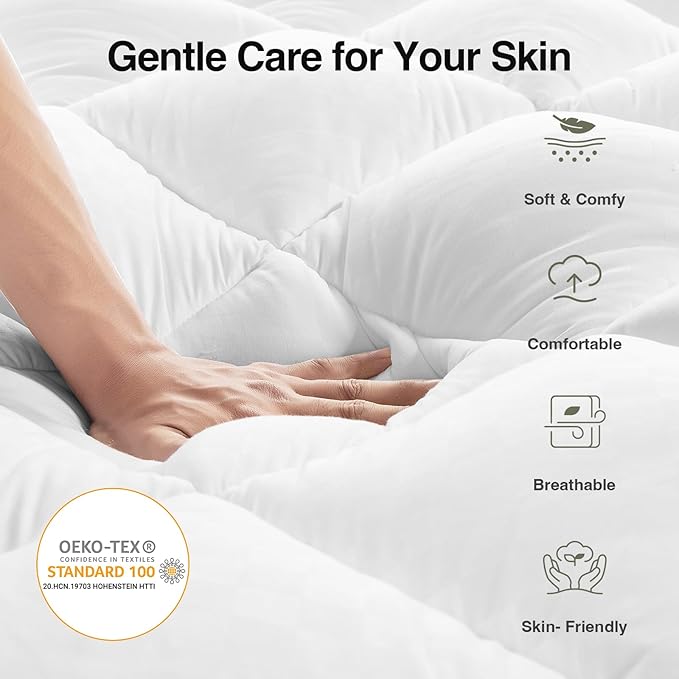 Novilla Full Mattress Topper, Soft Pillow Top for Dorm Bed, Breathable Quilted Mattress Pad Cover with Deep Pocket, Down Alternative Fill, Machine Washable Back to School Essentials