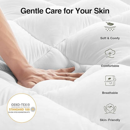 Novilla Full Mattress Topper, Soft Pillow Top for Dorm Bed, Breathable Quilted Mattress Pad Cover with Deep Pocket, Down Alternative Fill, Machine Washable Back to School Essentials