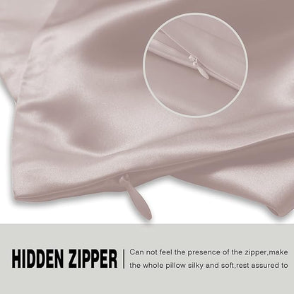Silk Pillow Cases 2 Pack,Soft Breathable and Sliky Standard Size Pillow Cases Set of 2,Natural Mulberry Silk Pillowcase Set of 2 for Hair and Skin with Hidden Zipper (Lotus Root Pink,20"X 26",2pcs)