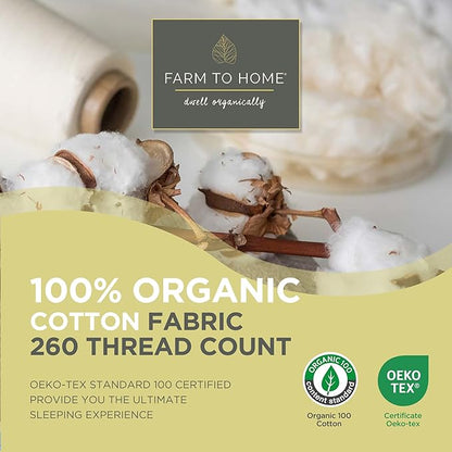 Farm To Home Organic Cotton Feather Down Comforter Twin Size, 100% Organic Cotton Cover, All Seasons Luxury Duvet Insert with Corner Tabs, Cozy HotelCollections White Bedding Comforters, 68"x90"