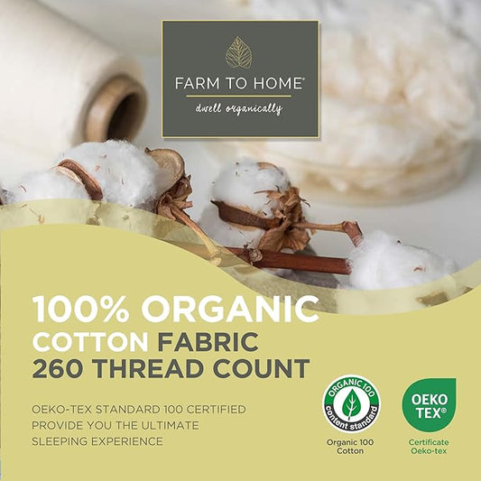 Farm To Home Organic Cotton Feather Down Comforter Twin Size, 100% Organic Cotton Cover, All Seasons Luxury Duvet Insert with Corner Tabs, Cozy HotelCollections White Bedding Comforters, 68"x90"