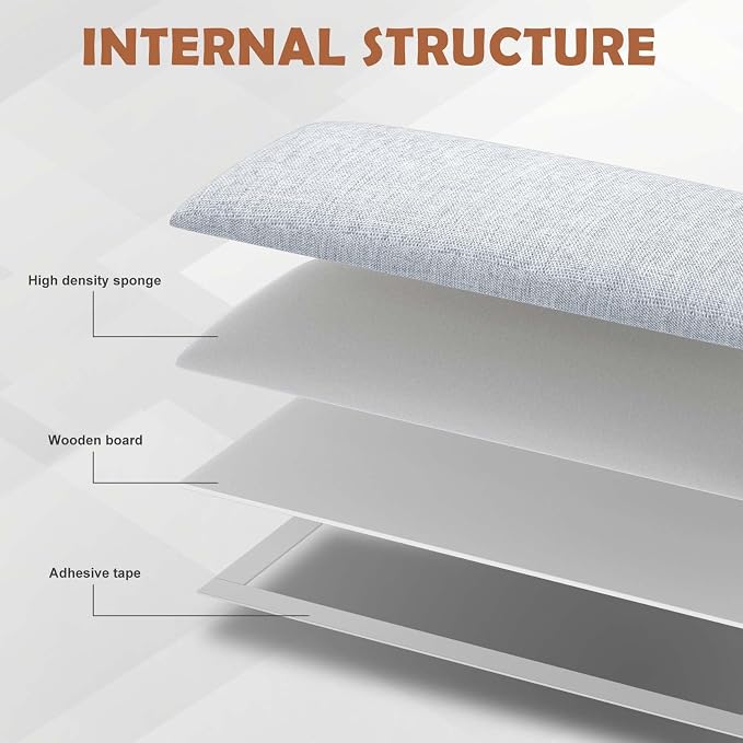 IFNOW Wall Mounted Headboard, Peel and Stick Panels, Lvory White, King | 3D Soundproof Acoustic Padding, Reusable and Removable Tufted fabric Bed Headboard for bedroom (12 Panels, 10" x 24")