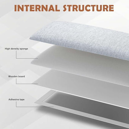 IFNOW Wall Mounted Headboard, Peel and Stick Panels, Lvory White, King | 3D Soundproof Acoustic Padding, Reusable and Removable Tufted fabric Bed Headboard for bedroom (12 Panels, 10" x 24")