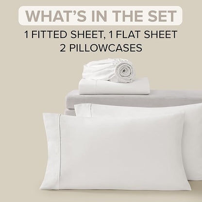 UGG Hedi Full Sheet Set 4-Piece Luxury Cooling Sheets Deep Pockets Premium Bedding with 2 Pillow Shams Hypoallergenic Machine Washable Soft Lightweight Bed Set for Bedroom, Full, White