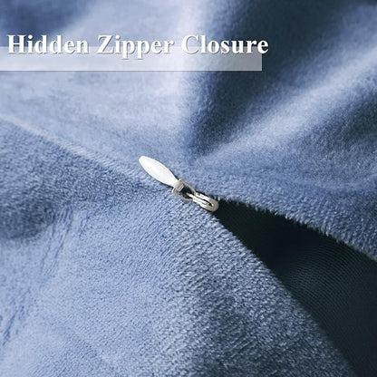 Ivellow Velvet Duvet Cover King Set Blue Comforter Cover 3Pcs Ultra Soft Cover Breathable Solid Luxury Flannel Velour Duvet Cover Zipper Closure Corner Tie
