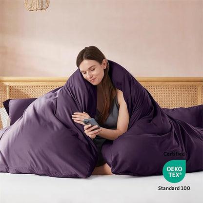 Nestl Purple Duvet Cover King Size - Soft Double Brushed King Duvet Cover Set, 3 Piece, with Button Closure, 1 Duvet Cover 104x90 inches and 2 Pillow Shams