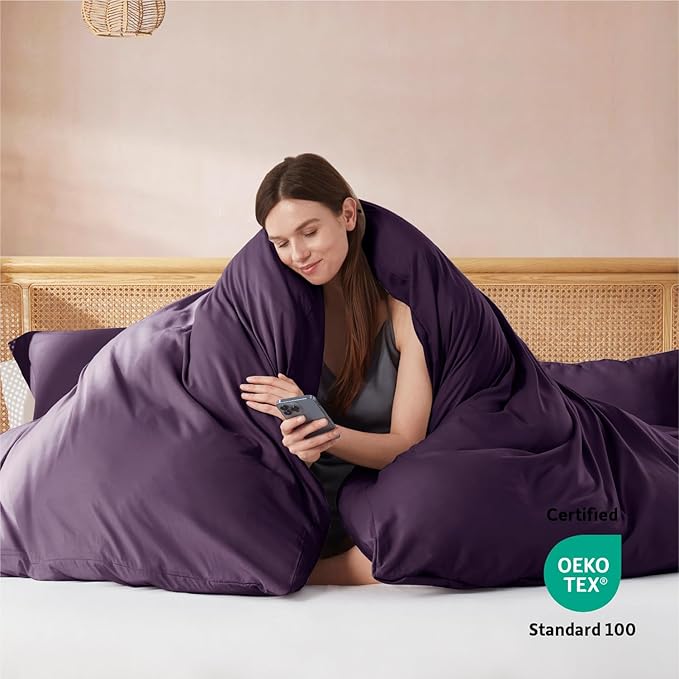Nestl Purple Duvet Cover Full Size - Soft Double Brushed Full Size Duvet Cover Set, 3 Piece, with Button Closure, 1 Duvet Cover 80x90 inches and 2 Pillow Shams