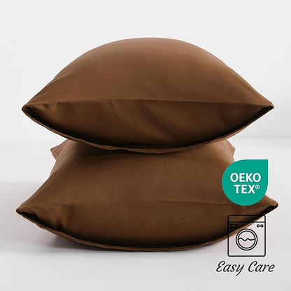 NTBAY King Pillow Cases Set of 2, 2 Pack Brushed Microfiber 20x40 Pillow Cases, Soft, Wrinkle, Fade, Stain Resistant Brown Pillow Cases with Envelope Closure, 20x40 Inches, Brown
