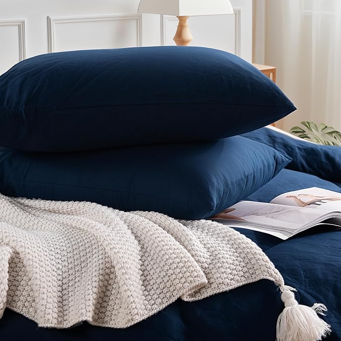 NEXHOME PRO Oversized King Duvet Cover Set – 100% Certified Organic Cotton with Washed Feel & Linen-Like Texture, Comfortable & Breathable, Home Bedding Set (No Comforter) 12098