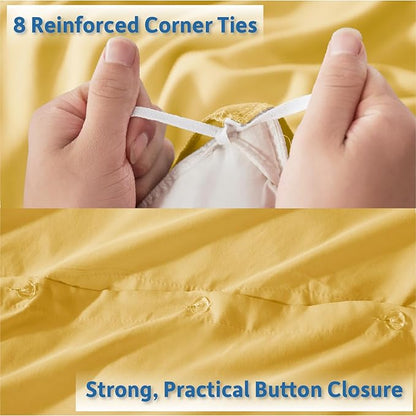 Nestl Yellow Duvet Cover King Size - Soft Double Brushed King Duvet Cover Set, 3 Piece, with Button Closure, 1 Duvet Cover 104x90 inches and 2 Pillow Shams